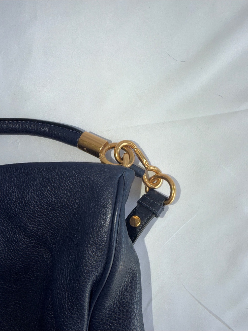 Marc by Marc Jacobs Navy Leather Crossbody Hobo with Gold Hardware - Picture 4 of 5